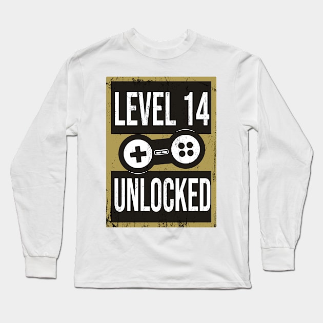 'Level 14 Unlocked' Funny Video Gamer Gift Long Sleeve T-Shirt by ourwackyhome